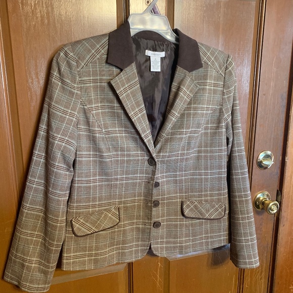 Dressbarn Womens Blazer/Jacket Size 10 Checks UEC Brown - Picture 1 of 5